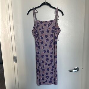 Floral Print Dress with Purple Accents